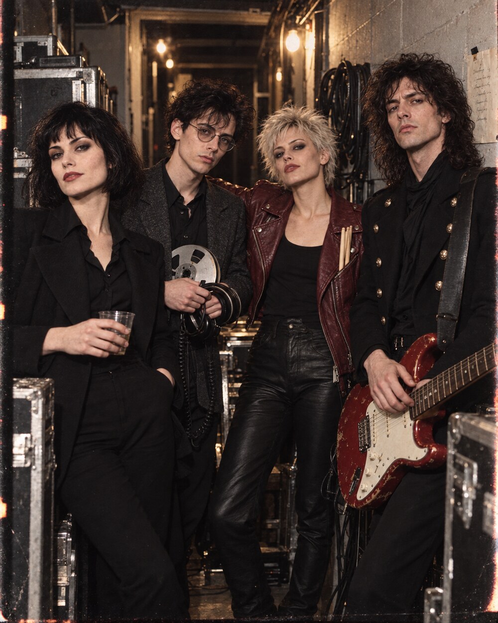 The Static Saints backstage after a club performance